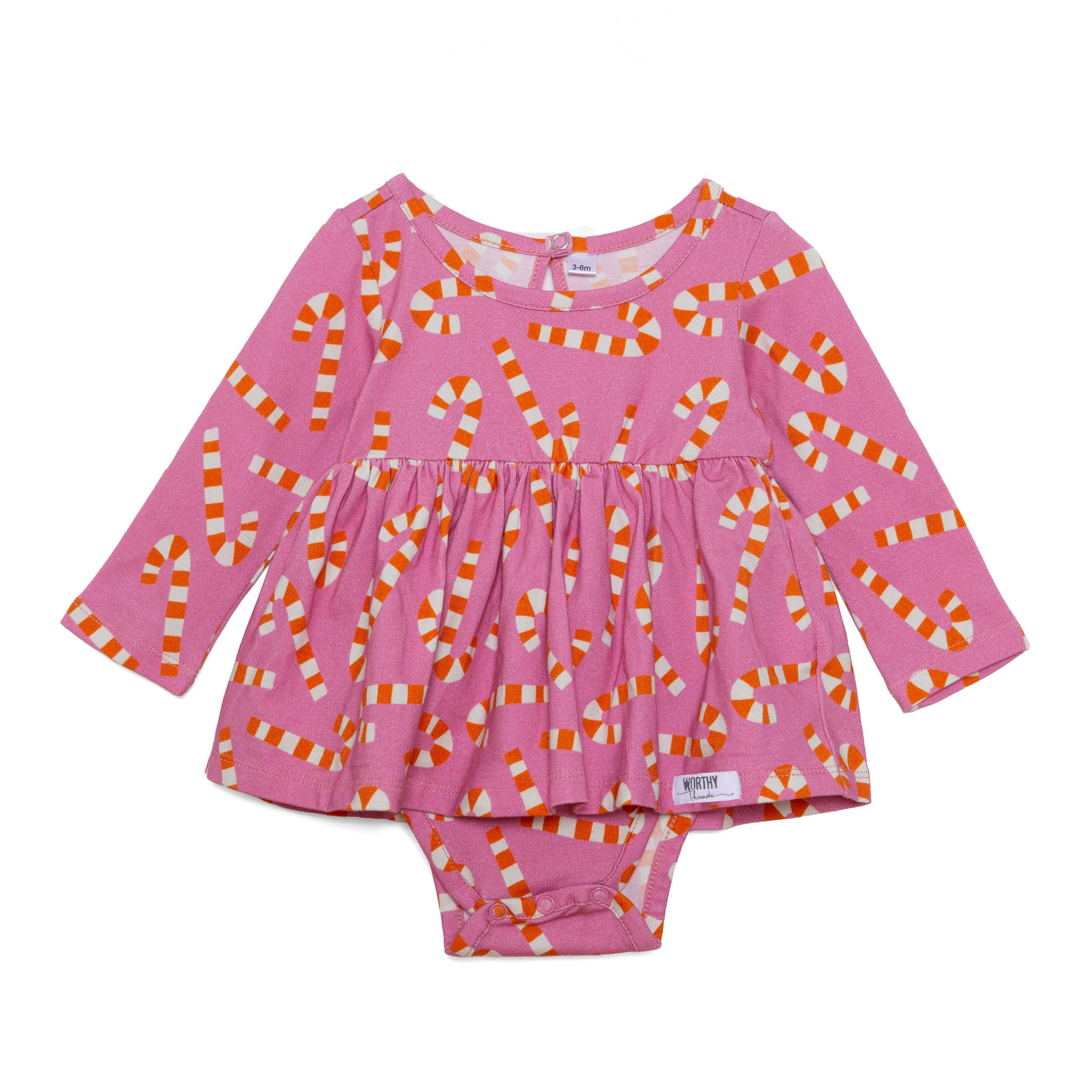 Christmas Holiday bubble romper in pink with candy canes